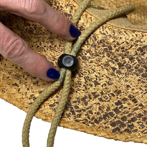 Cov/Ver Your World sun hat rattan turquoise stone adjustable chin strap Sm/M - Picture 7 of 9